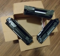 Three new toner cartridges, 85A/CE285A