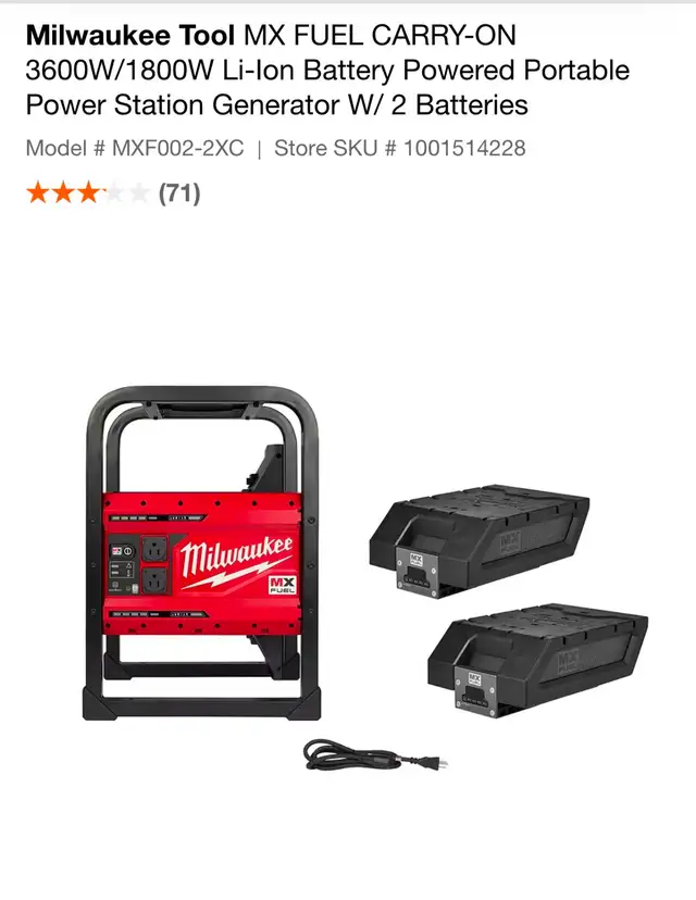 Milwaukee generator65619851794051120