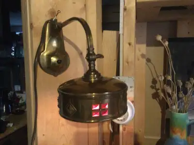 Arts and Crafts Secessionist Brass Wall/Piano/Desk Lamp, c.1915, Voir plus
