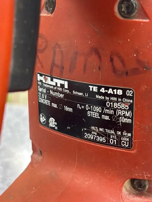 Hilti TE-4-A18 Rotary Hammerdrill63284921976449122