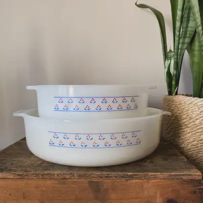 Vintage Dynaware Pyr-O-Rey Milk Glass Casserole Set, View more