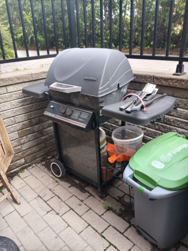 Barbecue fonctionnel avec bonbonne de gaz. BBQ et cuisine en plein