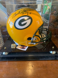 Bart Starr autographed helmet and picture