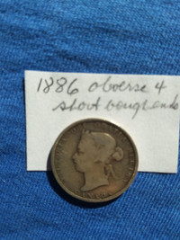 1886 obverse 4 short bough ends Canada 25 ct