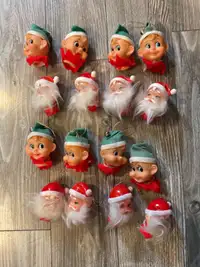RARE Lot de 16 têtes d’éclairage pour sapin de Noël Pixie &Santa