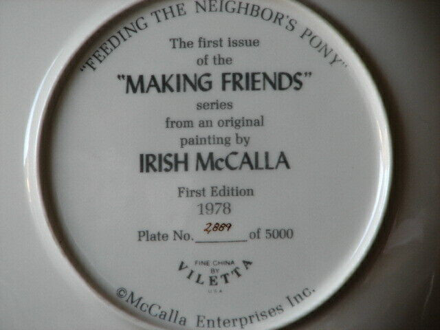 Irish McCalla's Collector Plate, Feeding the Neighbor's Pony in Arts & Collectibles in Stratford - Image 2