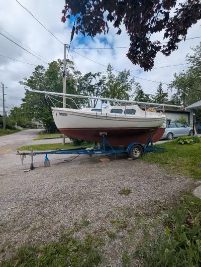 Renowned seaworthy sailboat,older sails but all functional.New undercoat paint,ready for launch.Trai...