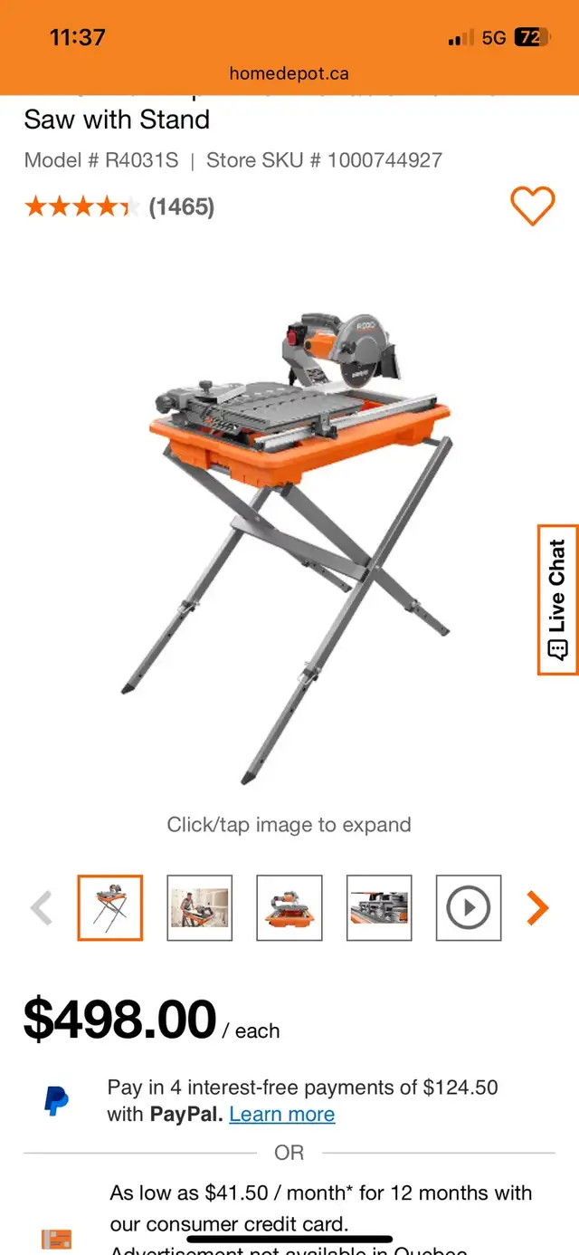 Ridgid Tile Saw in Power Tools in Oakville / Halton Region - Image 4
