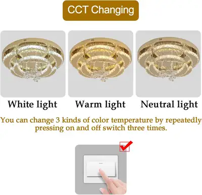 Modern Flush Mount Chandelier - 50CM Crystal Ceiling Light with, View more