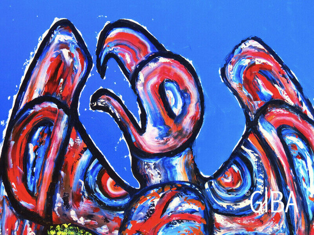 Aigle style Haida 36 x 40 - Peinture sur toile par Giba dans Art et objets de collection  à Laval/Rive Nord - Image 2