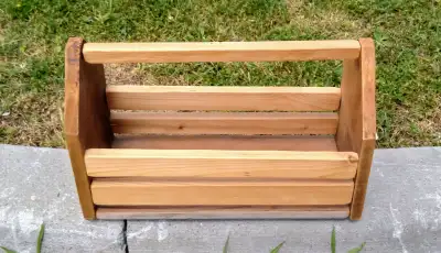 Vintage Wooden Storage Box with Handle Can be used for potted plants, herbs, tools or storage. Easil...