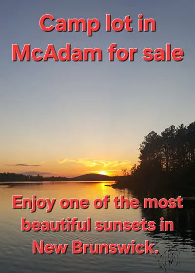 McAdam, NB, 1 acre DNR lifetime lease camp lot Rare lake waterfront camp lot available in NB for sal...