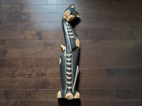 Wood cat hand painted 32" used / chat en bois décoratif usagé