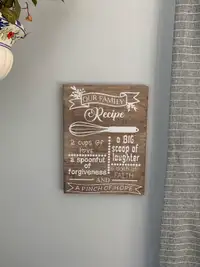 Our family recipe wood sign
