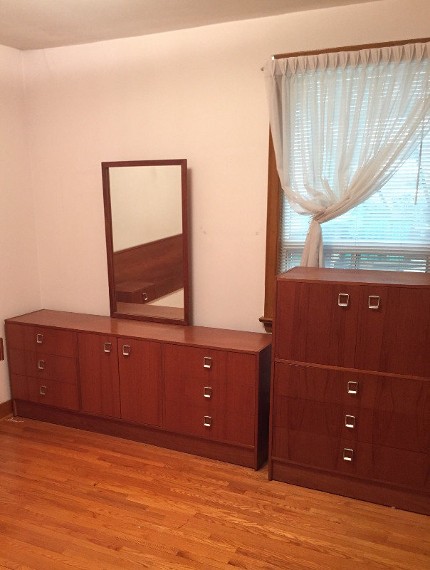 TEAK BEDROOM DRESSER  6 DRAWER  MIRROR AND HIGH BOY DRESSER in Dressers & Wardrobes in Mississauga / Peel Region