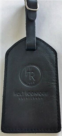 Identificateur pour bagage/valise en cuir noir Holt Renfrew
