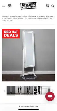 Standing Mirror LED Jewelry Cabinet 