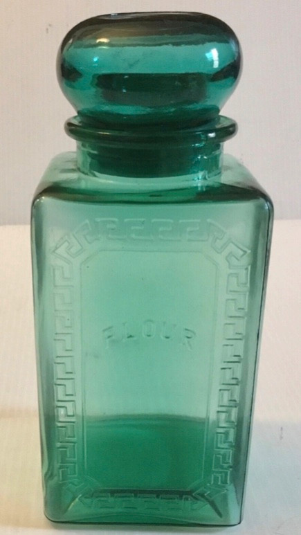 Bubble Lid Glass Canister Flour Storage Jar Square Apothecary in Arts & Collectibles in St. Catharines