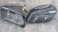 Leather side cases for Harley - Davidson motorcycle.