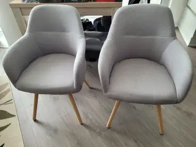 Set of 2 Structube Alicia Tufted Dining Chairs - Grey, View more