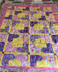 Handcrafted Child's Quilt-Hearts and Butterlies