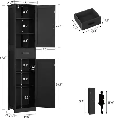 Tall Bathroom Cabinet with 6 Shelves, View more