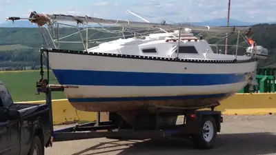 1978 Vision 660 sailboat 21’ 8’’ long 5 hp Honda four stroke outboard 5 sails Can sleep up to 4 peop...