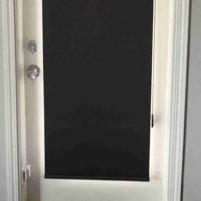Chocolate Blackout Roller Blind for Door w/Glass Insert, View more
