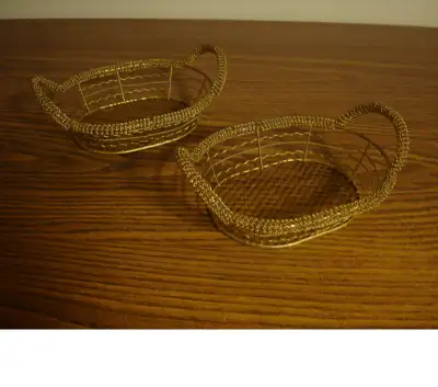 2 Gold-Colored Baskets - $20, View more