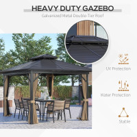 10' x 12' Hardtop Gazebo, Aluminum Frame Garden Sun Shelter with