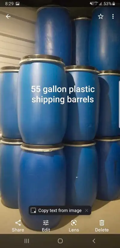 55 Gallons Plastic shipping/Drums, View more