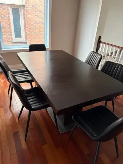 brown black dining table extendable extender , View more