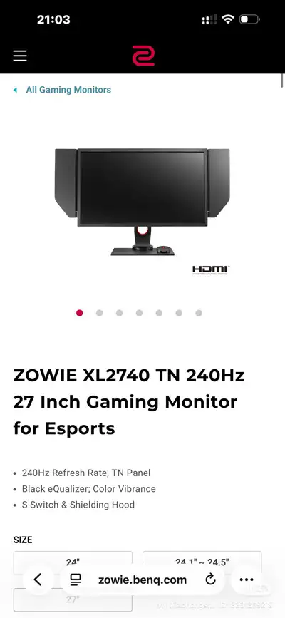Benq XL2740B 240Hz, View more