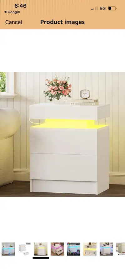 New LIKIMIO Night Stand Modern White Nightstand with with Chargi, View more