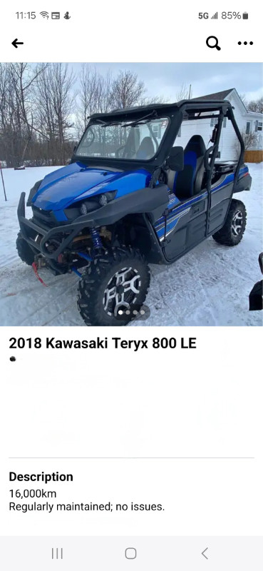2018 Kawasakia Teryx 800 LE in ATVs in Moncton