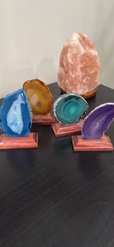 Salt lamp and Agate slices, View more
