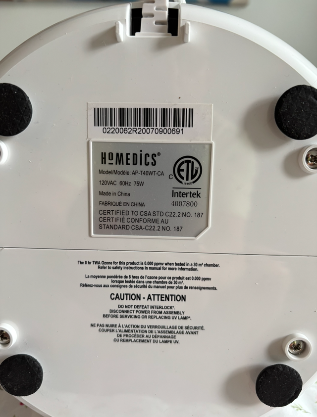 Purificateur d'air HoMedics AP-T40WT-CA in Other in Sherbrooke - Image 4