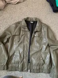 Olive green leather jacket 
