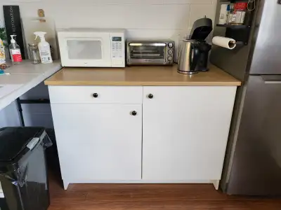 White Kitchen Cabinet with Countertop – 48.5" Wide, View more