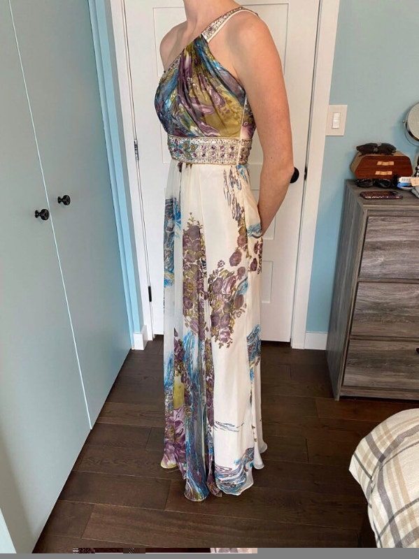 White Floral One Shoulder Gown / Prom / Grad Dress Women's Dresses