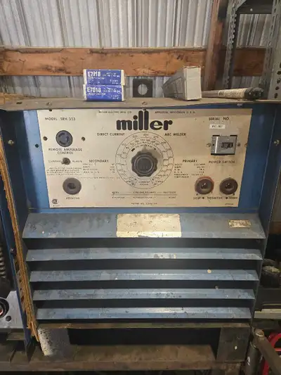 The Miller SRH-333 is a heavy-duty, 300-amp constant-current DC arc welding machine designed for ind...