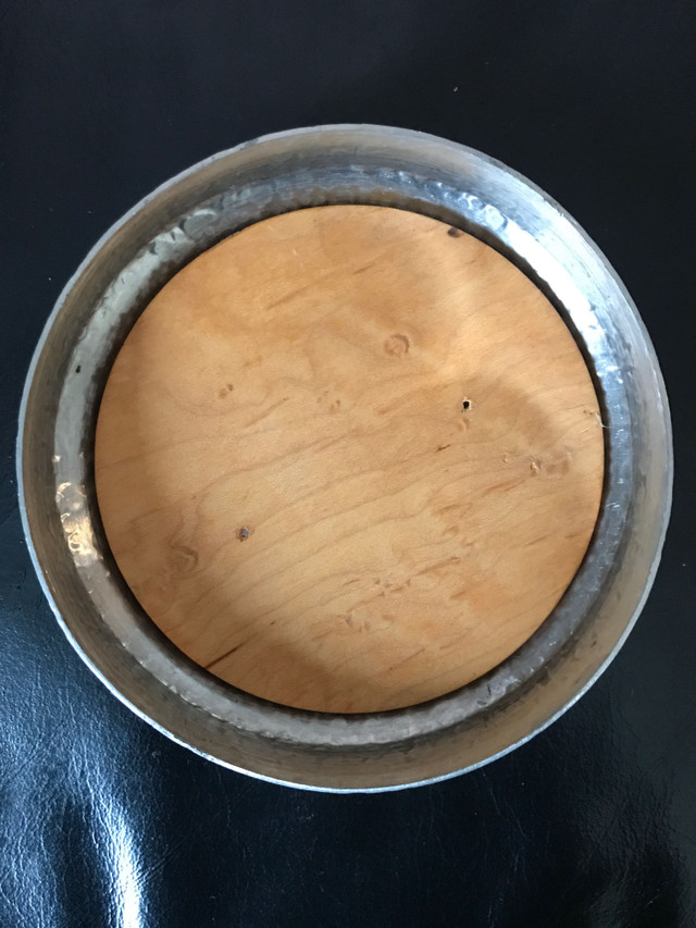 Signed”N.B. Hammered Pewter”/“Birds Eye Maple” Wine Coaster in Arts & Collectibles in Bedford - Image 2