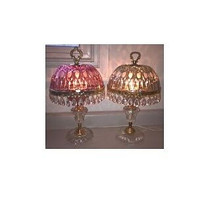 Pair of Crystal Glass Lamps with Prisms