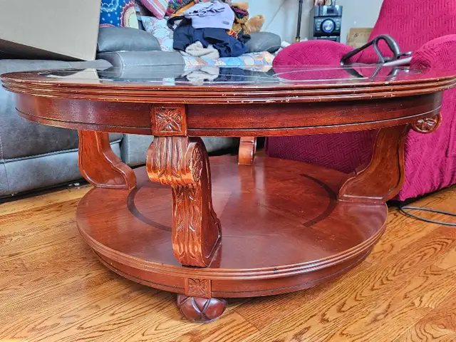 Large Round Solid Wood Coffee Table | Coffee Tables | Calgary | Free ...