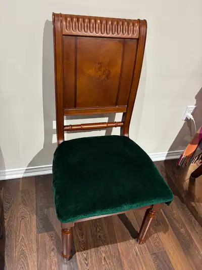 Green velvet dining chairs , View more