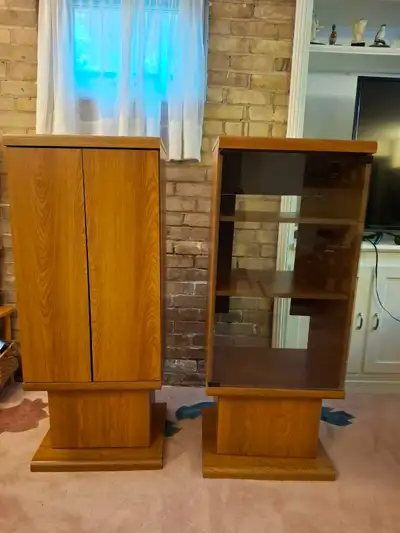 Two Matching Wooden Media Cabinets, View more