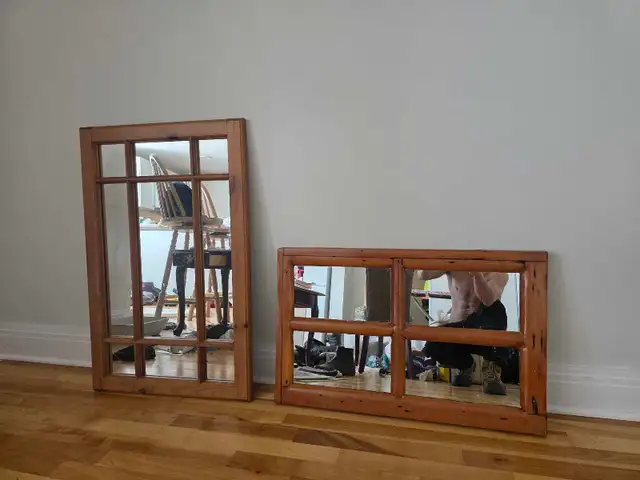 Authentic Solid Pine Windowpane Mirrors  Vintage Log Home Herita in Home Décor & Accents in Ottawa - Image 2