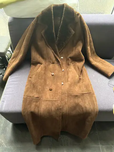 men’s brown sheepskin coat, View more