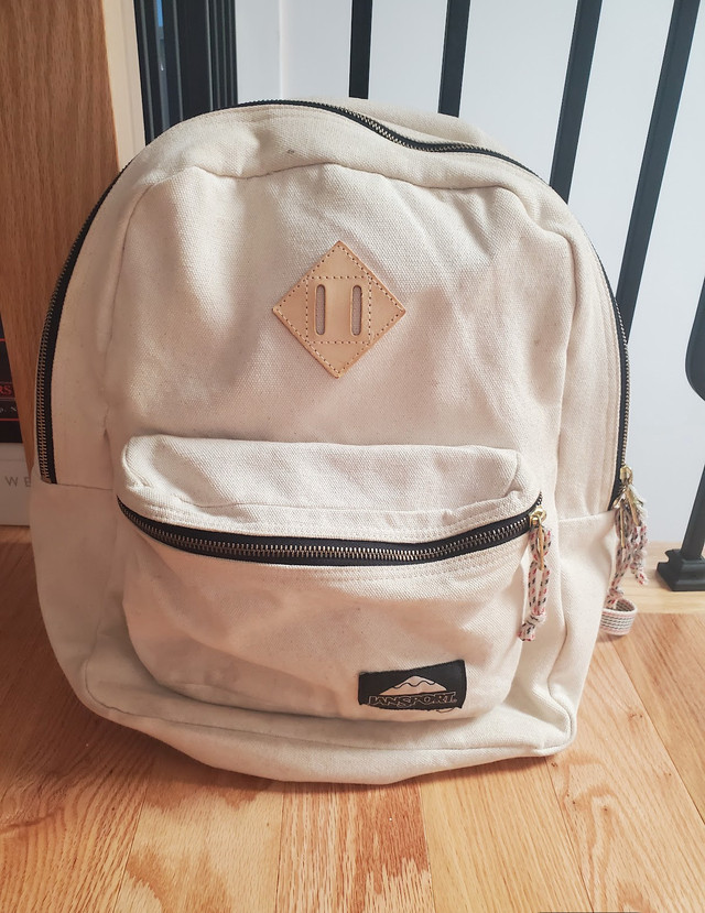 White Canvas Jansport Backpack with Laptop Sleeve in Women's - Bags & Wallets in Windsor Region