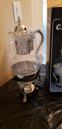 Vintage Silver Glass Coffee/Tea Carafe & tea light warmer